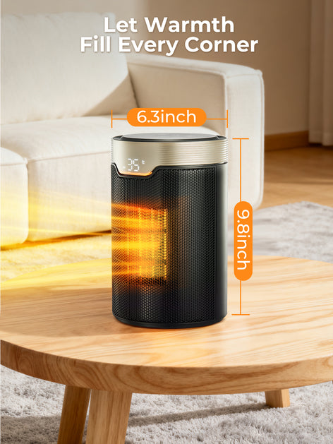 FOHERE Space Heater, ETL Certified 1500W PTC Portable Electric Heaters with Thermostat, 24H Timer, Memory Function, Touch Display, 5 Modes, Fast Heating, Quiet Safety Heat for Office Bedroom Home