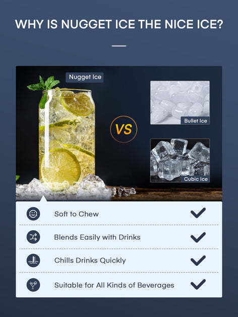Nugget Ice Maker Countertop, 35Lb Pebble Pellet Ice per Day, 5 Mins Production Time, Auto-Cleaning, Stainless Steel