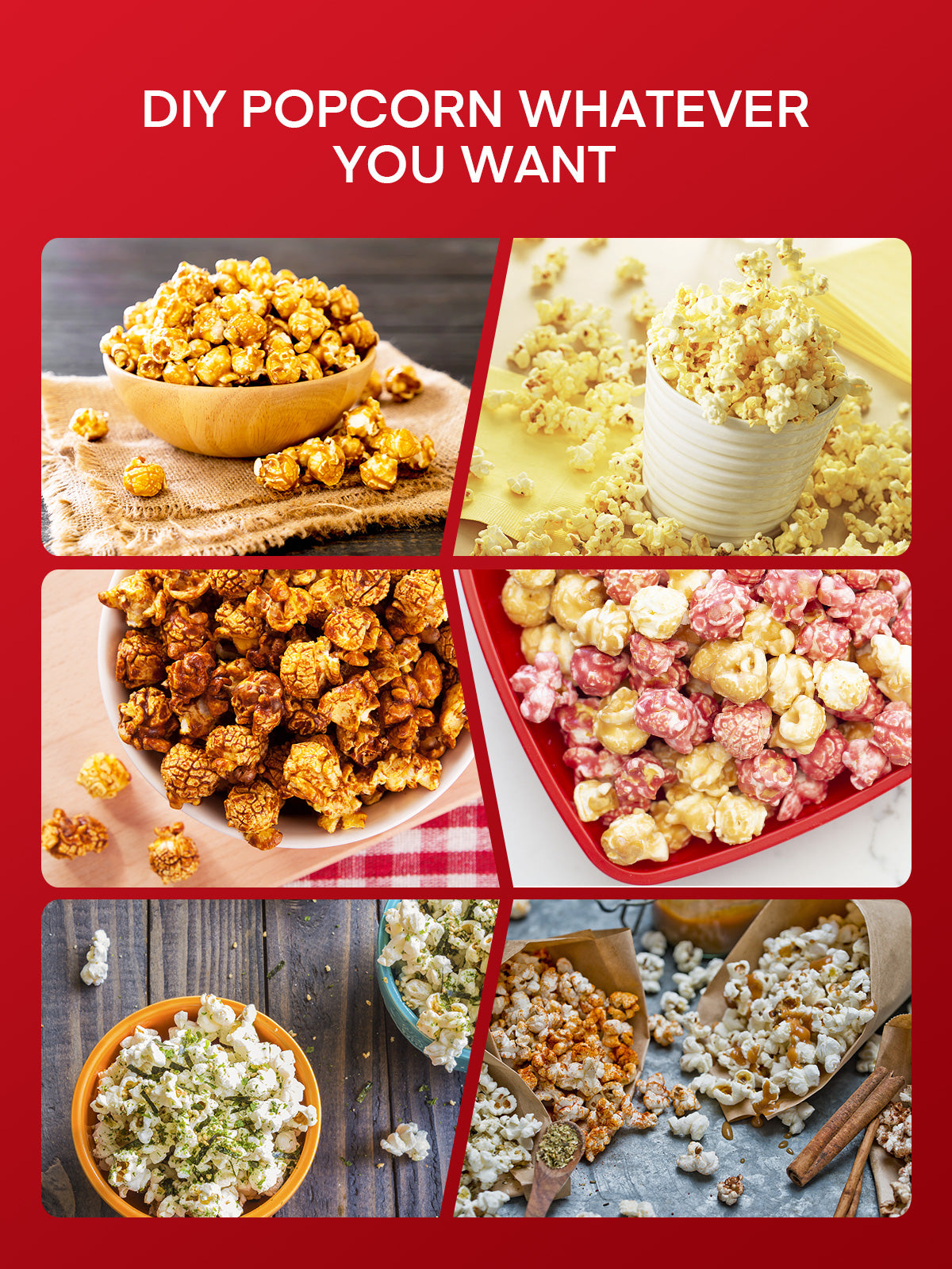 Popcorn Popper, Popcorn Machine, 6 Qts Popcorn Maker with Stirring Rod