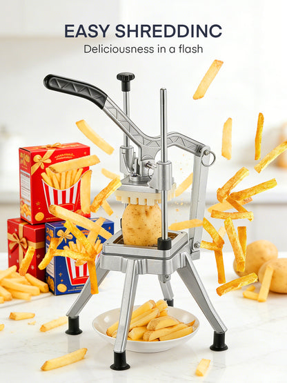 FOHERE Professioneller Gemüseschneider, mit 6-Keil-Schneider & 1/4″&3/8″&1/2" Klinge, Profi-Lebensmittelwürfler, Pommesschneider, Zwiebelschneider, Edelstahl für Tomaten, Paprika, Kartoffeln, Pilze