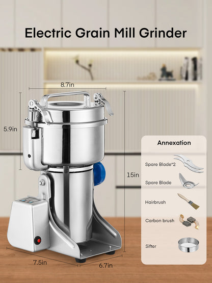 Elektrische Getreidemühle 2500g, Schaukel-Kräutermühle für trockene Gewürze und Kräuter