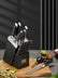 Knife Block Set, FOHERE 14 Pieces Self Sharpening Knife Block Set, Stainless Steel Waved Pattern Knife Set with Block, Rust & Stain Resistant Kitchen Knives and Triple Riveted Handle, Black