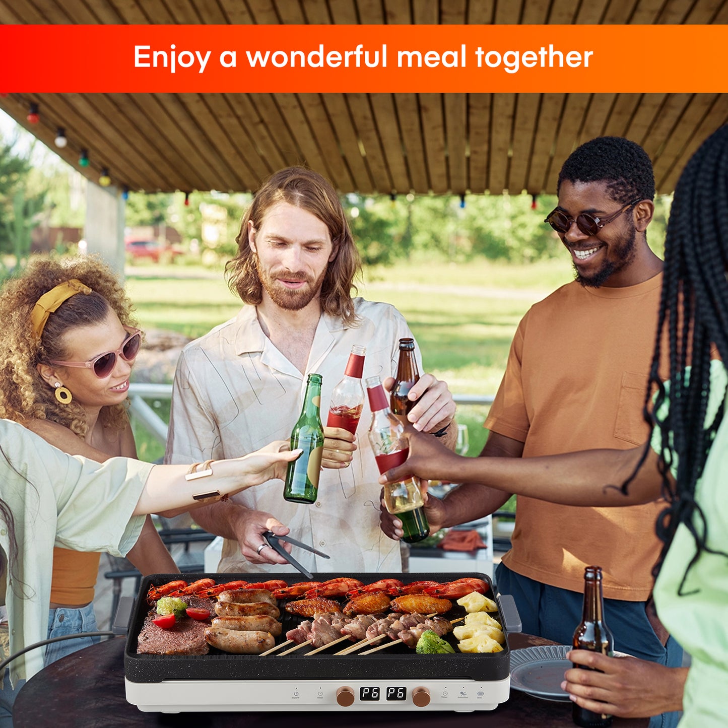 Induction Cooktop 2 Burners, Double Induction Hot Plate with Removable Cast Iron Griddle Pan Non-Stick, Independent Temperature Control, 8 Power Levels