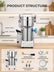 FOHERE 700g Electric Grain Mill Grinder, 2500W Stainless Steel Pulverizer for Dry Grains, Spices and Herbs, 270° Swing