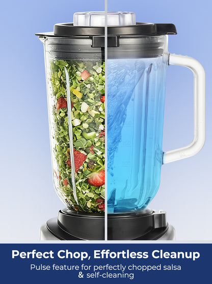 FOHERE Küchenmixer, 1,5-Liter-Profi-Standmixer aus Glas für Smoothies und Shakes mit 1 Tritan-Becher, 5 Geschwindigkeiten, 3 voreingestellten Programmen, 1300W Spitzenleistung