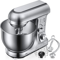 5,5QT Küchenmaschine mit doppelten Knethaken, Schneebesen & Rührbesen, 6+ P Geschwindigkeitsstufen, kippbarer Kopf, Spritzschutz für Hobbyköche, spülmaschinenfeste Edelstahlschüssel mit Griff