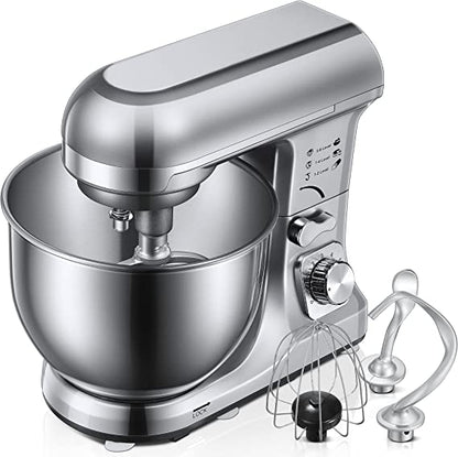 5,5QT Küchenmaschine mit doppelten Knethaken, Schneebesen & Rührbesen, 6+ P Geschwindigkeitsstufen, kippbarer Kopf, Spritzschutz für Hobbyköche, spülmaschinenfeste Edelstahlschüssel mit Griff