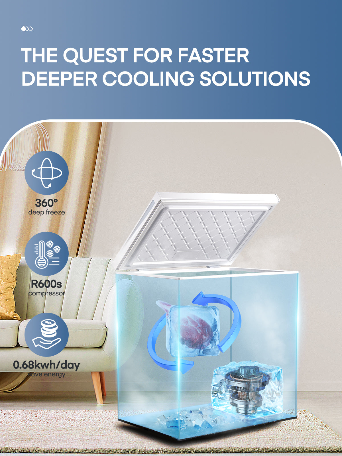 Deep Freezer 7 Cubic Feet, Chest Deep Freezer with 3 Removable Storage Baskets, Compact Small Freezers
