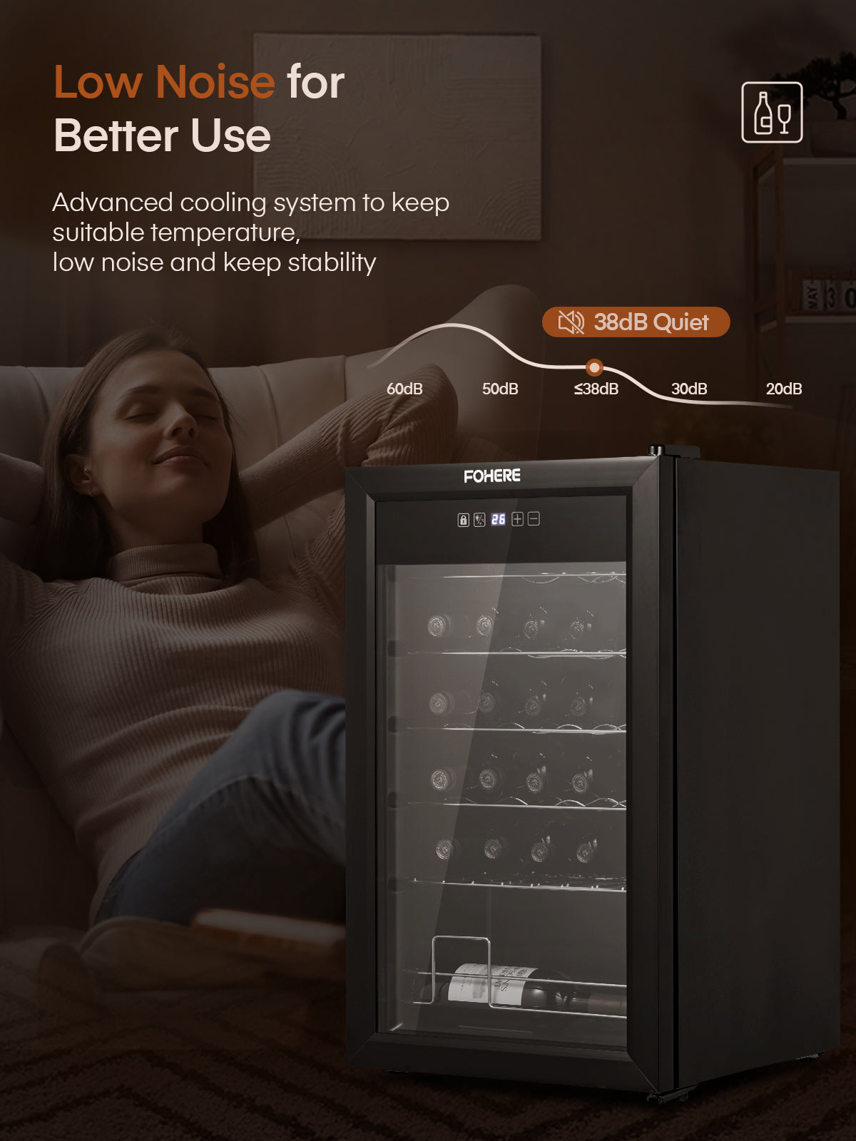 28 Flaschen Weinkühlschrank, 68 Liter Weinkühler-Kühlschrank mit digitaler Temperaturregelung von 5–18 °C, Schwarz