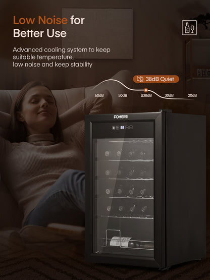 28 Flaschen Weinkühlschrank, 68 Liter Weinkühler-Kühlschrank mit digitaler Temperaturregelung von 5–18 °C, Schwarz