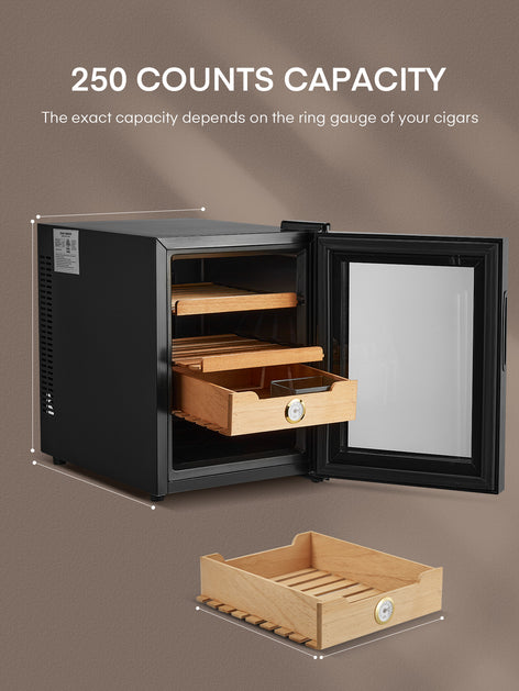 Electric Cigar Humidor for 280 Cigars, 33L Cigar Cabinet with Temperature Control, Spanish Cedar Wood Shelves, Digital Hygrometer, Gift for Men