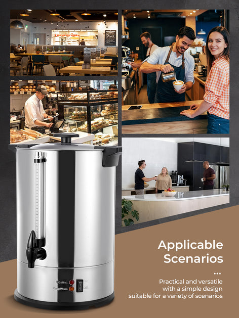 Coffee Maker 150 Cups Commercial, Coffee Urn 15 L/3.96 Gal Electric Hot Beverage Dispenser with Dripless Faucet, 1500W Power Quick Brew, Stays Hot for Coffee & Beverage, Catering, Party