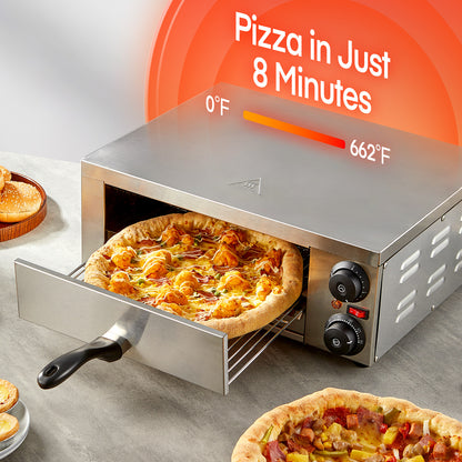 Pizzadofen für die Arbeitsplatte, 1500W, 350°C max. Temperatur mit Alarm-Timer, 30 cm Mehrzweck-Pizzamaker für Restaurant, Zuhause, Party