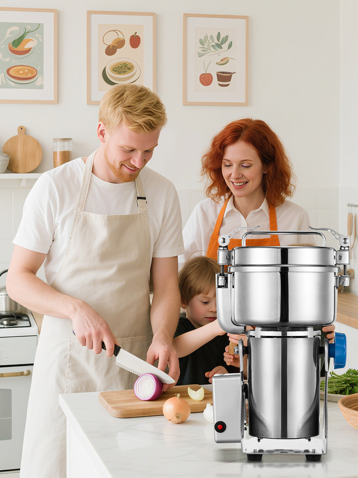 Elektrische Getreidemühle 2500g, Schaukel-Kräutermühle für trockene Gewürze und Kräuter