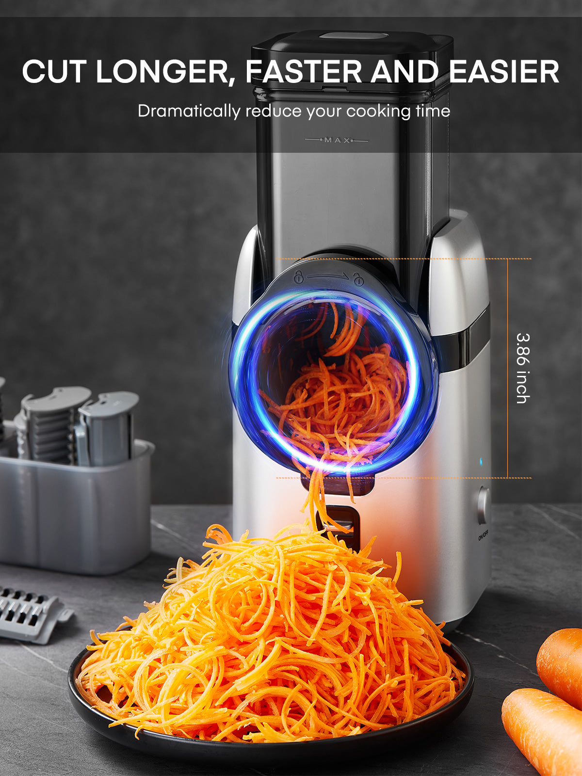Electric Cheese Grater, 5 in 1 Electric Vegetable Slicer, 5 Free Different Blades with Storage Box for Cheese, Fruits, Vegetables