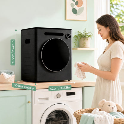 FOHERE 1.6 cu.ft Portable Clothes Dryer, 1200W Compact Electric Dryer with Stainless Steel Tub, Electric Laundry Dryer for Apartment Dorm RV, Black