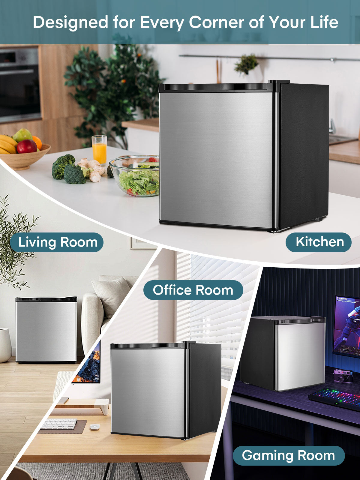 1.1 Cu Ft Mini Upright Freezer, Compact Countertop Freezer, 7-Level Thermostat, Quiet Operation, Reversible Door, Stainless steel