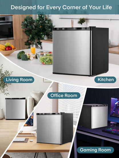 1.1 Cu Ft Mini Upright Freezer, Compact Countertop Freezer, 7-Level Thermostat, Quiet Operation, Reversible Door, Stainless steel
