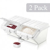 Zutatenspenderbehälter, 2 x 10L Spenderbehälter mit 2 Löffeln, 2 Stk./Set Futterbehälter für Hunde und Haustiere, PP Material, Küche Reis, Müsli, Mehl, Getreide, Tierfutterbehälter