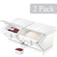 Zutatenspenderbehälter, 2 x 10L Spenderbehälter mit 2 Löffeln, 2 Stk./Set Futterbehälter für Hunde und Haustiere, PP Material, Küche Reis, Müsli, Mehl, Getreide, Tierfutterbehälter