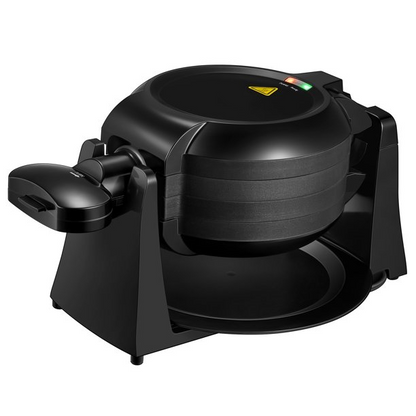 180° Flip Belgian Doppel-Waffeleisen, 8 Waffeln auf einmal, Antihaftplatten, entnehmbare Tropfschale & Drehfunktion, 1400W einstellbare Temperaturregelung & Cool-Touch-Griff, Schwarz