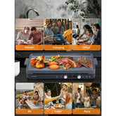 Induction Cooktop 2 Burners 1800W with Removable Cast Iron Griddle Pan Non-Stick, 8 Power Levels Control