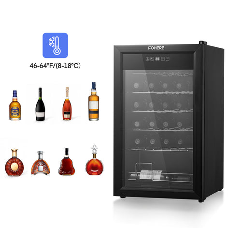28 Bottles Wine Fridge, 2.4 Cu.ft Wine Cooler Refrigerator with 41-64℉ Digital Temper Control, Black