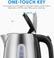 3000W Fast Boil Kettle, FOHERE Stainless Steel Cordless Electric Kettle, BPA-Free Hot Water Boiler, 1.7 Liter, Removable Washable Filter, Boil Dry Protection & Auto Shut Off, Silver