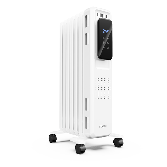 FOHERE Radiatorheizung, verbesserte 1500W Elektrische tragbare Ölradiator mit Fernbedienung, 4 Modi, Überhitzungs- und Kippschutz, 24h Timer, Digitalthermostat, leise, für Innenräume