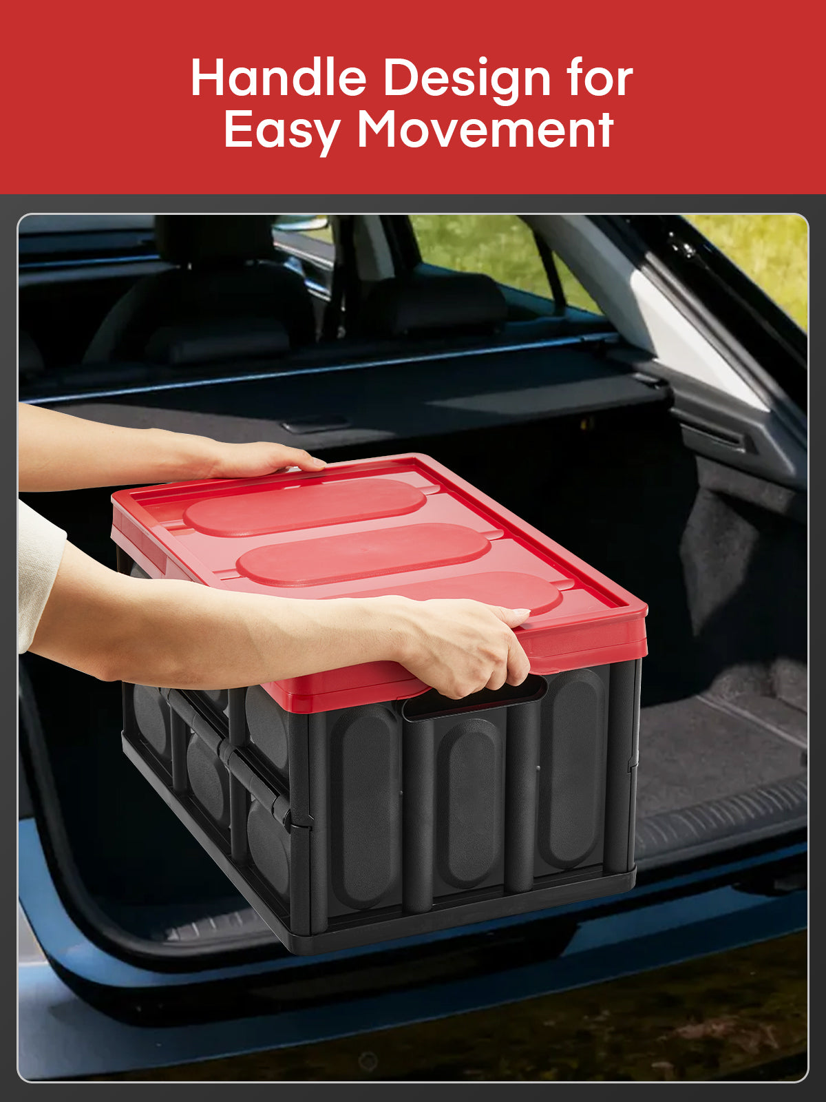 FOHERE 48L faltbare Aufbewahrungsboxen mit Deckel, 3er-Pack, stapelbare Aufbewahrungsbehälter mit Griffen zum Organisieren, Camping und für Werkzeuge, hohe Belastbarkeit
