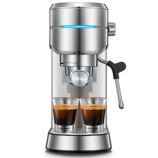 Fohere Espressomaschine, 20 Bar Edelstahl Espressomaschine und Cappuccino-Zubereiter mit Milchaufschäumer und Dampfdüse