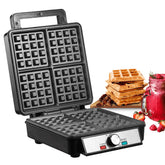 Belgian Waffle Maker 4 Slices with Temperature Control, 1200W, Stainless Steel, Black / Silver