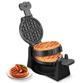 Double Belgian Waffle Maker 180 Flip, 1400W, Waffles in 2 Minutes, Anti-scald, Nonstick, Black, New