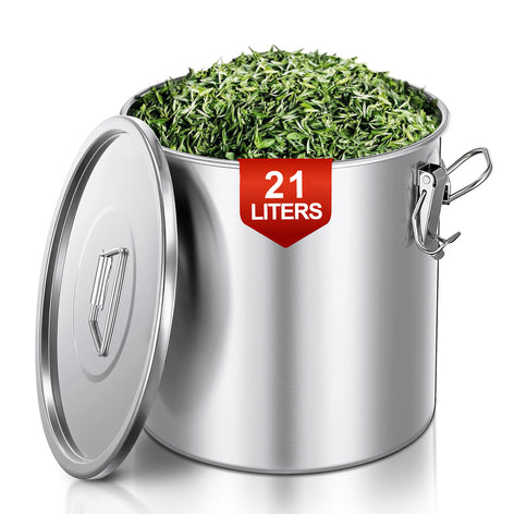 21 LT Stainless Steel Airtight Canister for Kitchen, Rice Food Storage Containers,10-25Lbs Metal Bucket Food Storage Container for Rice, Flour, Grain, Coffee