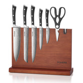 Kitchen Knife Set, FOHERE Knives Set with Magnetic Knife Holder and Sharpener, 7 Pieces Sharp Chef Knife Set with Ergonomic Handle, High Carbon Stainless Steel Knives Set for kitchen