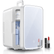 FOHERE 10L/11 Cans Mini Skincare Fridge with Mirror, 3-Mode LED, AC/DC, Portable Cooler & Warmer, Small Refrigerator for Skin Care Cosmetic Makeup, for Office Bedroom Dorm Car, White