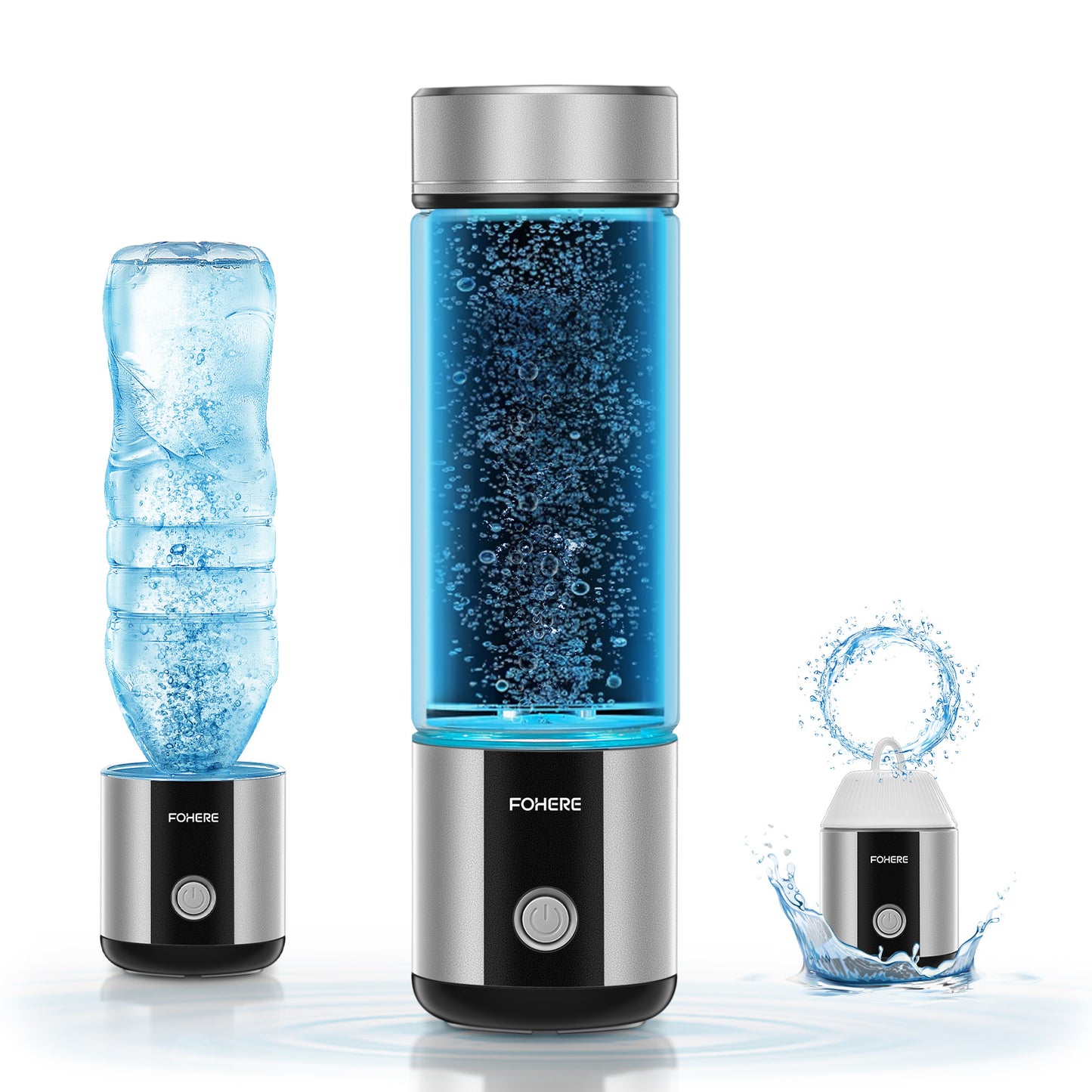 Wasserstoff-Wasserflaschen-Generator, bis zu 6000 PPB tragbare Wasserstoff-Wassermaschine aus Glas mit SPE/PEM-Technologie, tragbares Trinksystem mit 6 Stunden Retention BPA-freies, waschbares Trinkgefäß