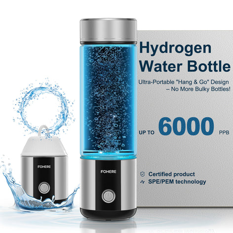 Hydrogen Water Bottle with Portable Hang-On Lid, Up to 6000 PPB, Screws onto Any Standard Water Bottle for On-the-Go Hydration – SPE/PEM Technology, Rechargeable, FDA Food-Grade &amp; FCC Certified