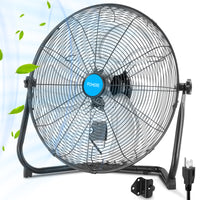 FOHERE 20" High Velocity Floor Fan, 3 Speeds, 360° Tilt Head, Heavy Duty Metal Fan for Industrial Commercial Warehouse Space Garage Gym Workshop Shop Factory Basement, Black