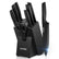 FOHERE Knife Set 8 Pieces Kitchen Knives Set with Block High Carbon Stainless Steel Self-Sharpening Knife Block Set with Built-in Sharpener, Black