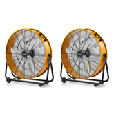FOHERE 2PCS 24 Inch High Velocity Drum Fan, 8100 CFM Heavy Duty Industrial Floor Fan with 3-Speed, 360° Tilting Air Circulator, ETL Listed, Heavy Duty Shop Fan for Garage, Warehouse, Gym, Workshop