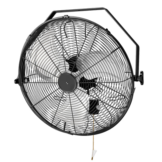 18 Inch Wall Mount Fan, 3-Speed, 360° Tilting Head, Maximum Airflow 4200 CFM, Suitable for Industrial, Commercial, and Residential Use, Black, FOHERE