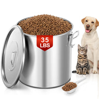FOHERE 35LBS Airtight Stainless Steel Dog Food Storage Container Dog Food Bin with Locking Lid, Metal Dog Food Container Keep Kibble Fresh for Pet, Home Kitchen Garage Use, Easy to Clean