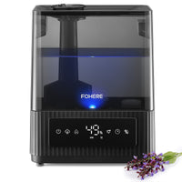 FOHERE 6L Luftbefeuchter für Zuhause mit warmem und kühlem Nebel, Ultraschall-Luftbefeuchter mit Top-Befüllung für Pflanzen, Babys, Kinder, Öl-Diffusor, Schlafmodus, 12H-Timer, Nachtlicht, intelligente Feuchtigkeitsregulierung, leise, Schwarz