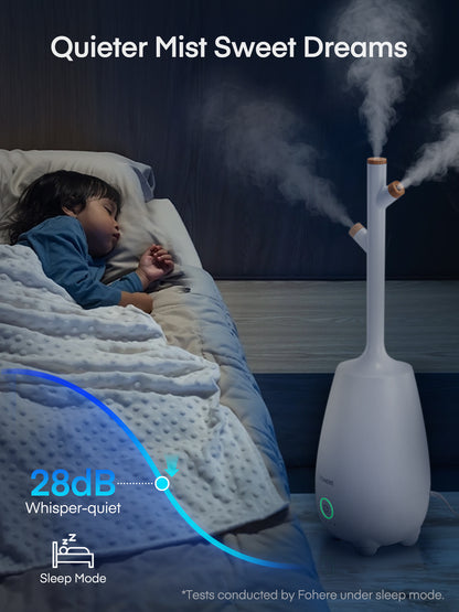 Luftbefeuchter für Schlafzimmer, große Räume, Zuhause, 5L leiser Kaltnebel-Luftbefeuchter zum Befüllen von oben mit ätherischem Öldiffusor, Fernbedienung, intelligentem Hygrometer, Schlafmodus, für Baby, Pflanzen, Büro, Kinderzimmer