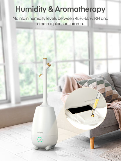 Luftbefeuchter für Schlafzimmer, große Räume, Zuhause, 5L leiser Kaltnebel-Luftbefeuchter zum Befüllen von oben mit ätherischem Öldiffusor, Fernbedienung, intelligentem Hygrometer, Schlafmodus, für Baby, Pflanzen, Büro, Kinderzimmer