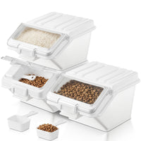 3 Pack Pet Food Storage Container with Scoop, Stackable Dog Food Storage Containers, 40 lb Total Capacity