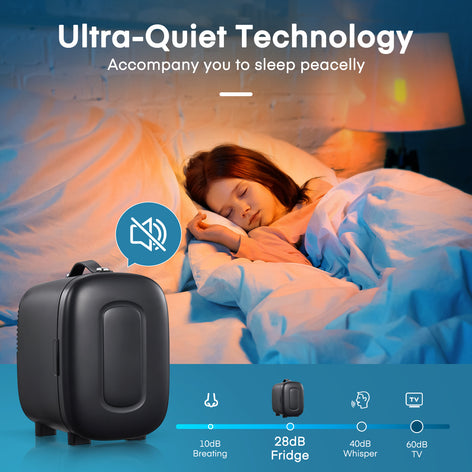 Mini Skincare Fridge, 5 Liter/6 Can Frifge for Bedroom, Small Portable Drink Fridge, Exclusive USB Power, 110V/12V Fridge for Dorm, Car, Traval, Camping, Quite Mode, Black