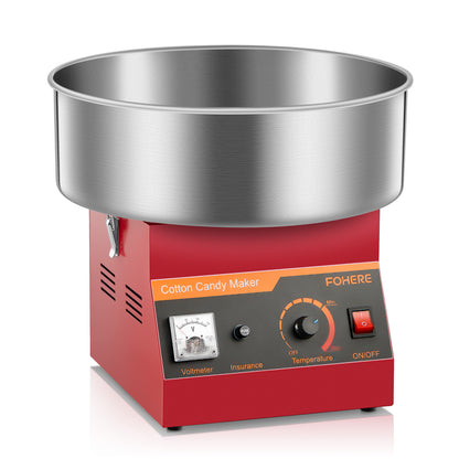1000W Zuckerwattemaschine Kommerziell, Zuckerwattengerät, Einfache Bedienung mit 15 Zoll Edelstahlschüssel und Zuckerschaufel, Perfekt für Zuhause, Karneval, Kindergeburtstag, Familienfeier, Rot