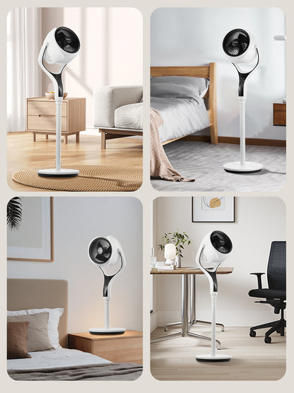 FOHERE Standventilator für Schlafzimmer, 12 Geschwindigkeiten, 3 Modi, 12H Timer, RGB-Lichter, Fernbedienung, 26m, 120° Leiser Oszillierender Standventilator für Zuhause und Büro